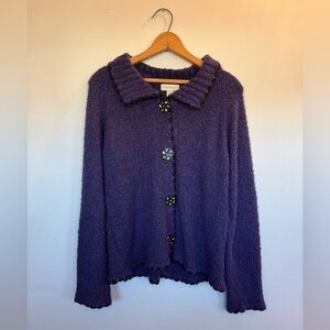 Purple Grandma Core Appleseeds button down women’s large sweater